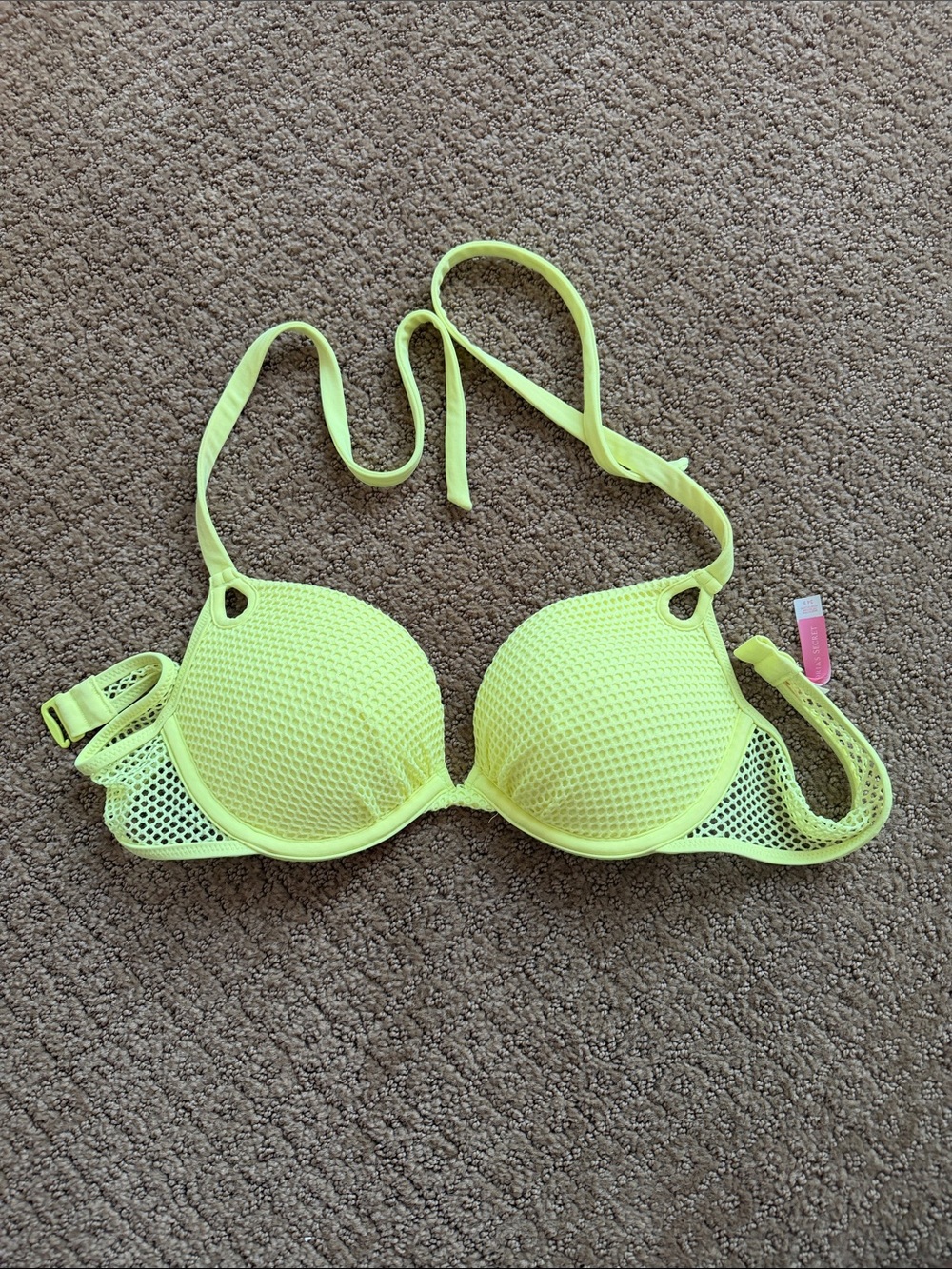 Victoria's Secret Neon Yellow Mesh Push-Up Bikini Top